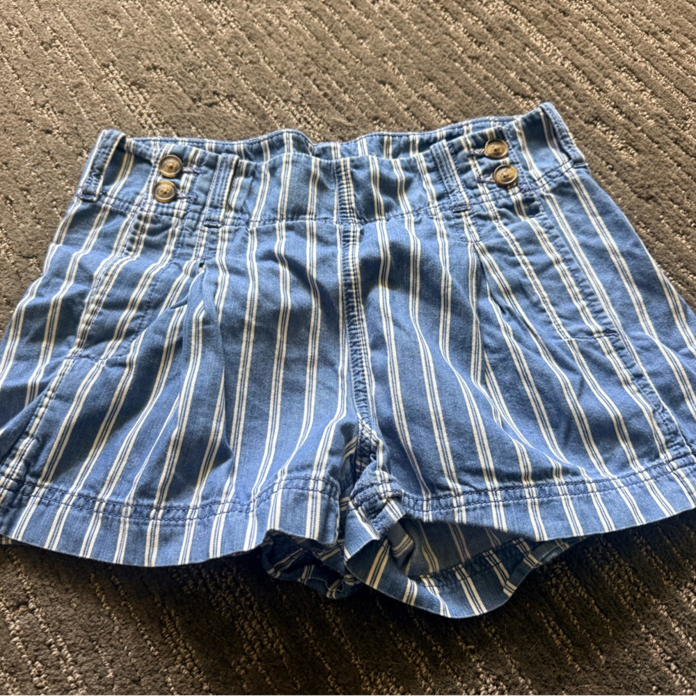 American Eagle Outfitters Blue Striped High Waist Women's Shorts